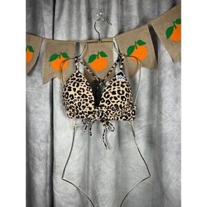 Salt & Cove Juniors' Animal-Print Shirred Bikini Top, Multi Size D/DD New